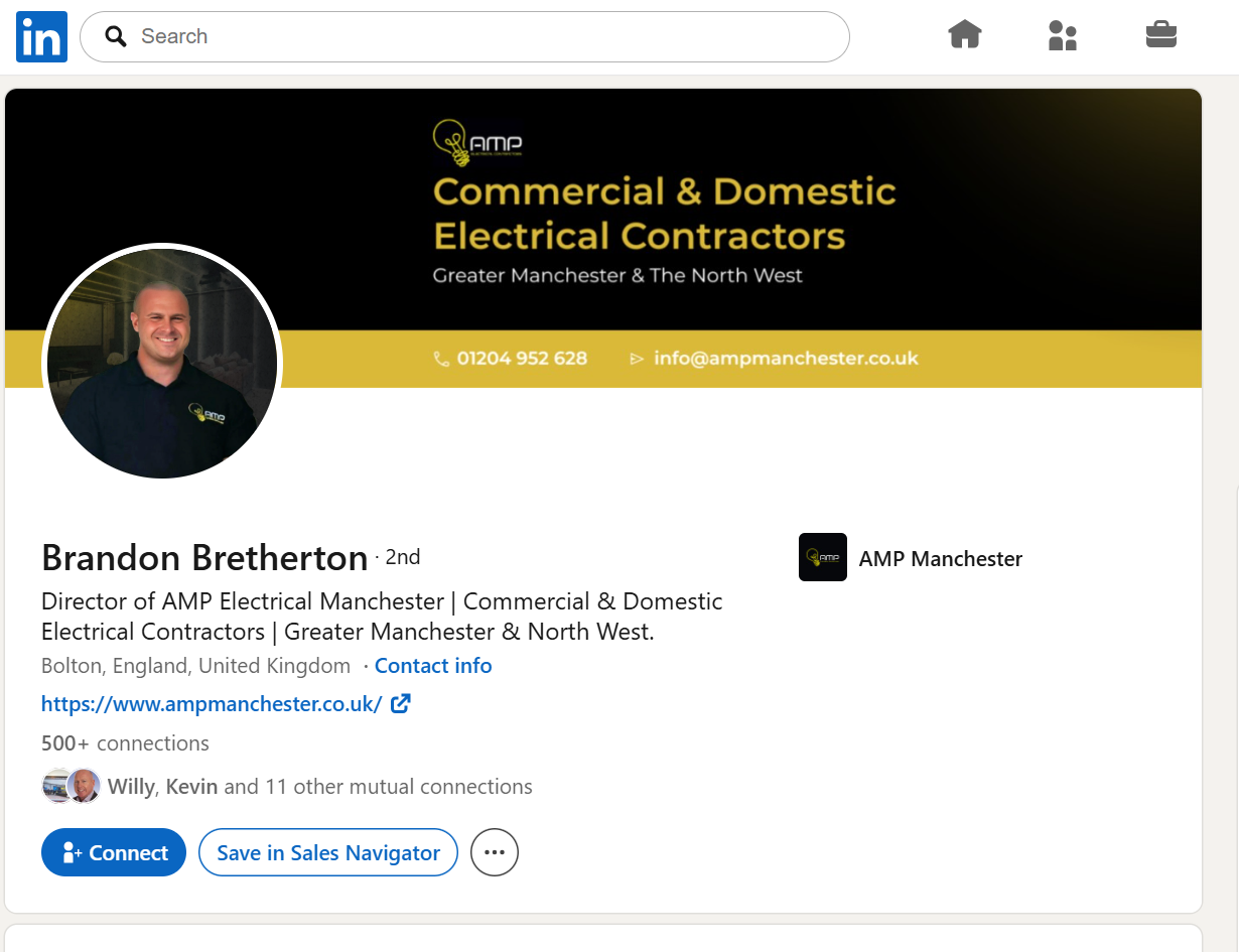 Brandon Bretherton – AMP Electrical Manchester LinkedIn